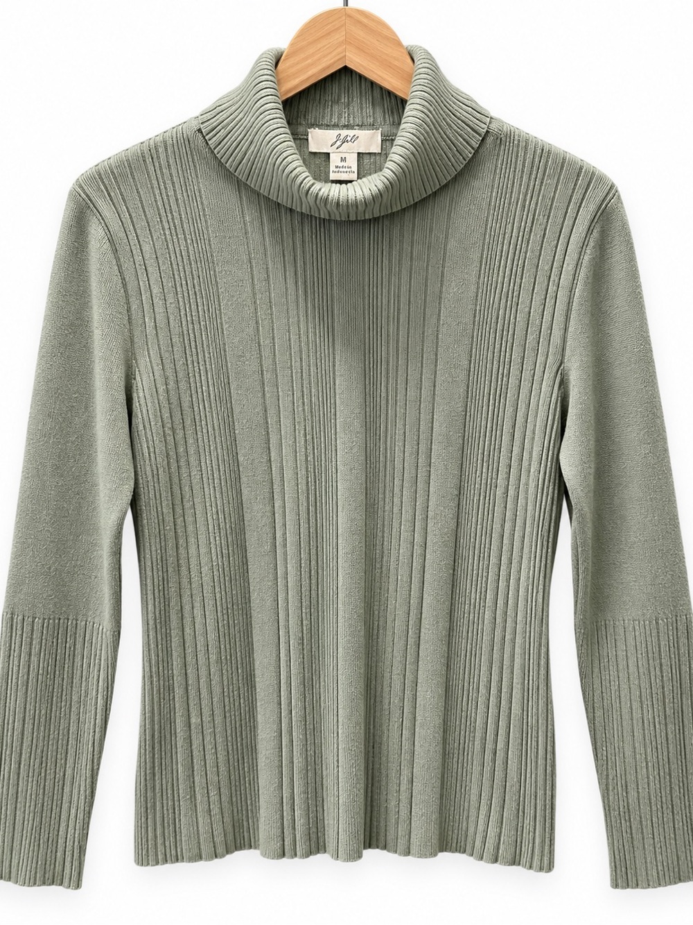 J. Jill Whisper Soft Ribbed Turtleneck Sweater in Sage Green